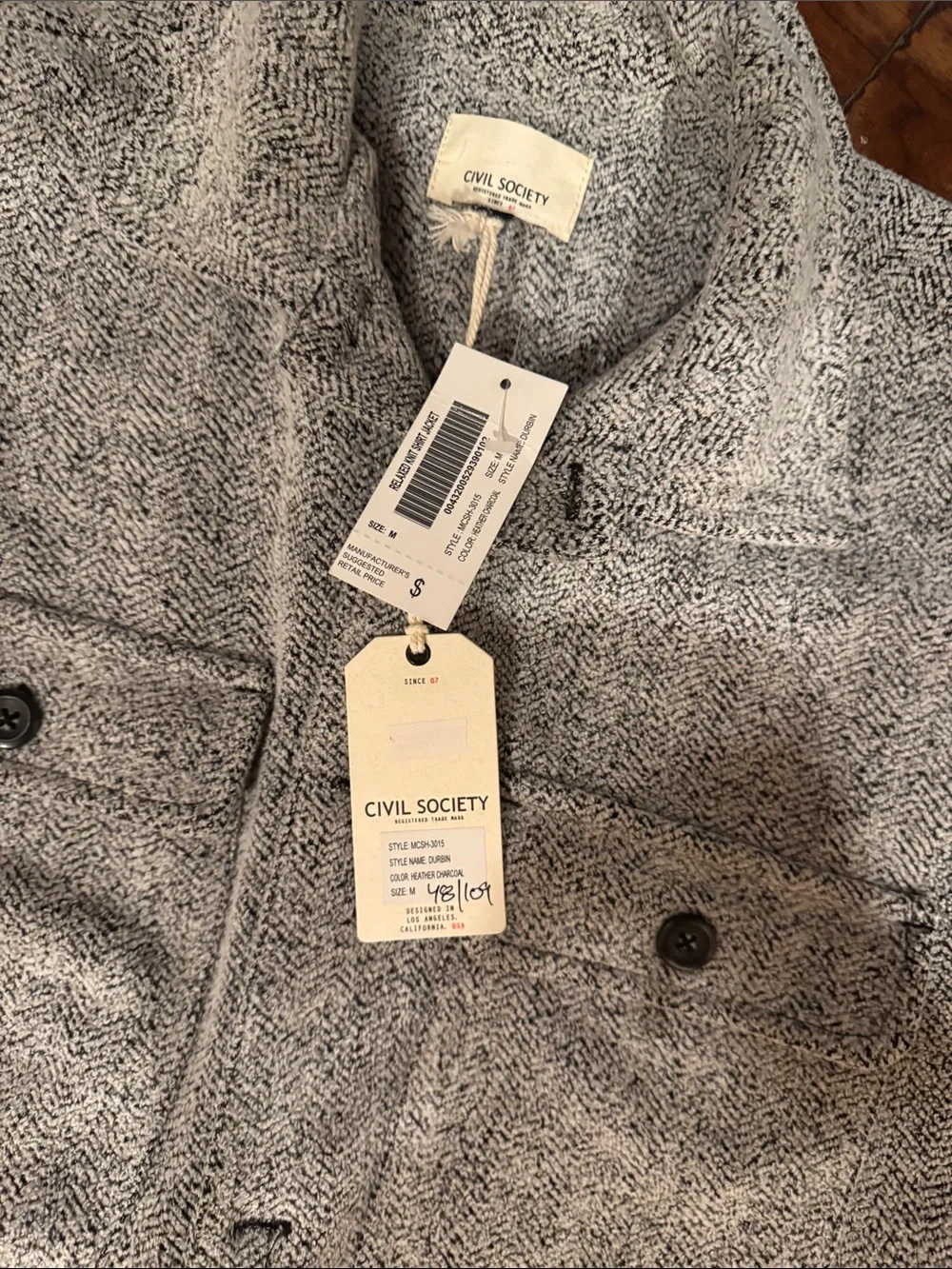 Men's Lightweight Button-Front Shirt Jacket - Gray - Picture 2 of 5
